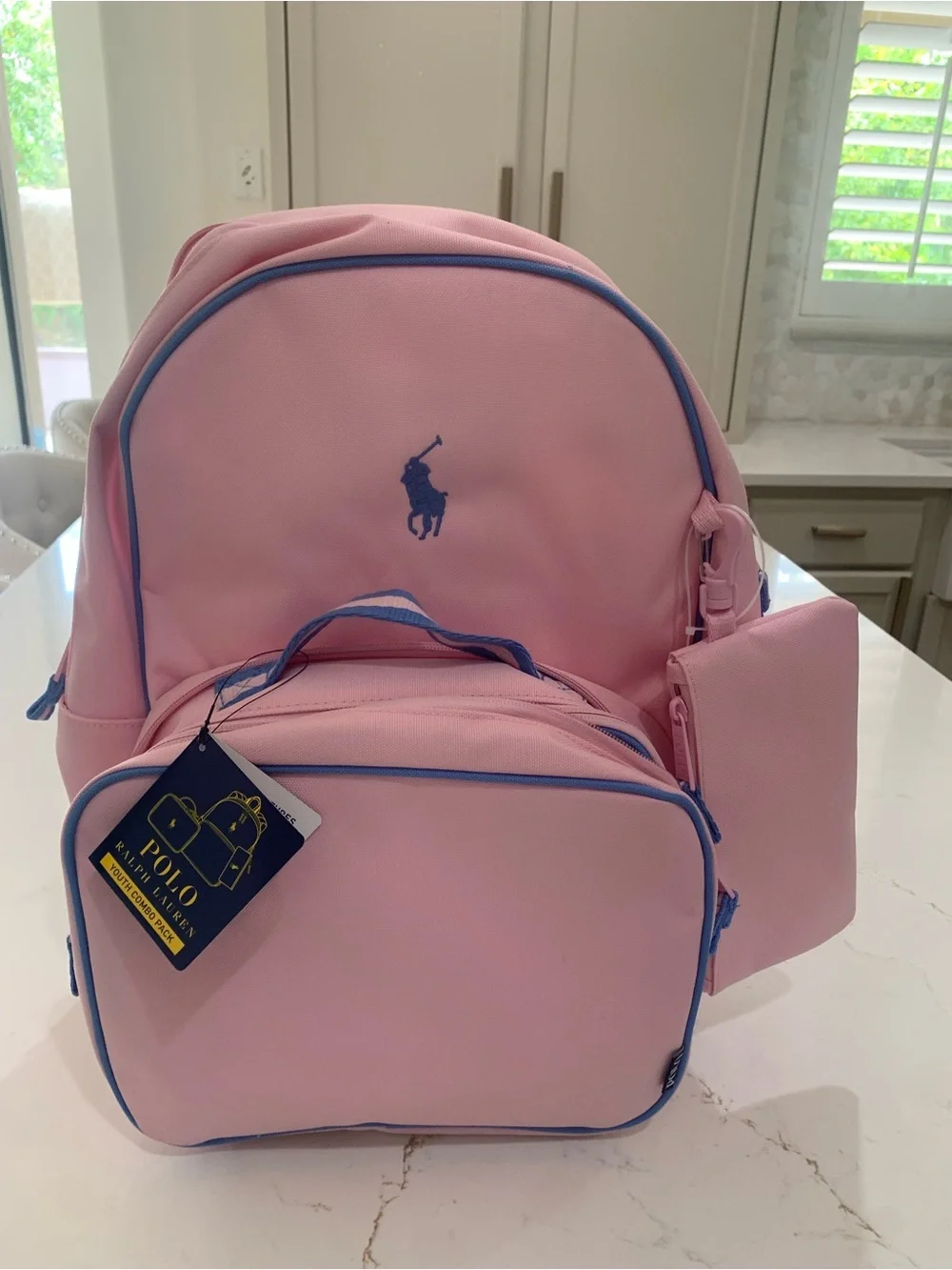 New 3pcs Polo Ralph Lauren Big girls Backpack Lunch Box & Pencil Case